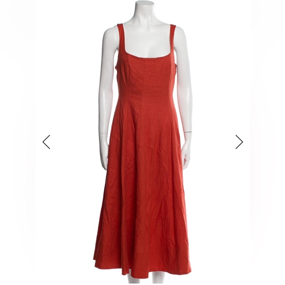 ✨NWT Christian Lacroix Vibrant Orange Linen Midi Dress | Sleeveless | Size 6 ✨ - Picture 8 of 10